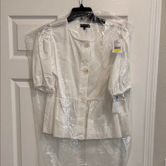 1. State Cream Short Sleeve Blouse with Button Detail - Picture 8 of 8